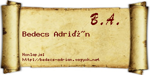 Bedecs Adrián névjegykártya